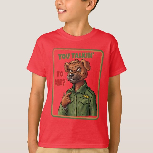 T-shirt Retro Parody Dog – You Talkin’ to Me? (Devant)