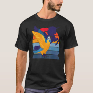 T-shirt Retro Parrot I aile Unicorne I Bleu gorge Maca