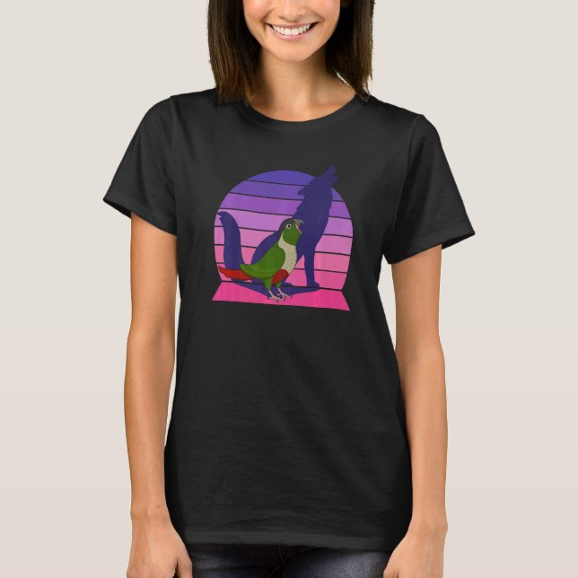 T-shirt Retro Parrot I Howling Wolf I hurle Green Chee (Devant)