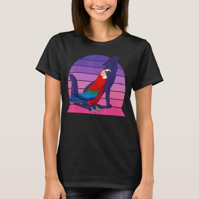 T-shirt Retro Parrot I Howling Wolf I hurle Green wing (Devant)