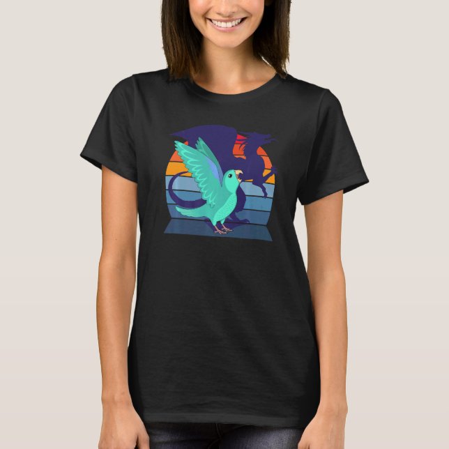 T-shirt Retro Parrot I WingwingDragon I hurle Turquoise (Devant)