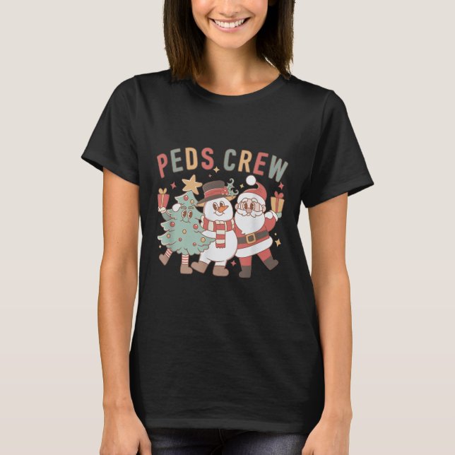 T-shirt Retro Peds Crew Christmas Pediatric Nurse Nursing  (Devant)