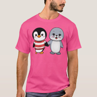 T-shirt Rétro Penguin and Seal Friends