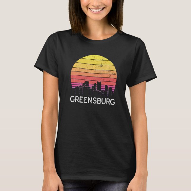 T-shirt Retro Pennsylvania Greensburg Skyline Vintage Urba (Devant)