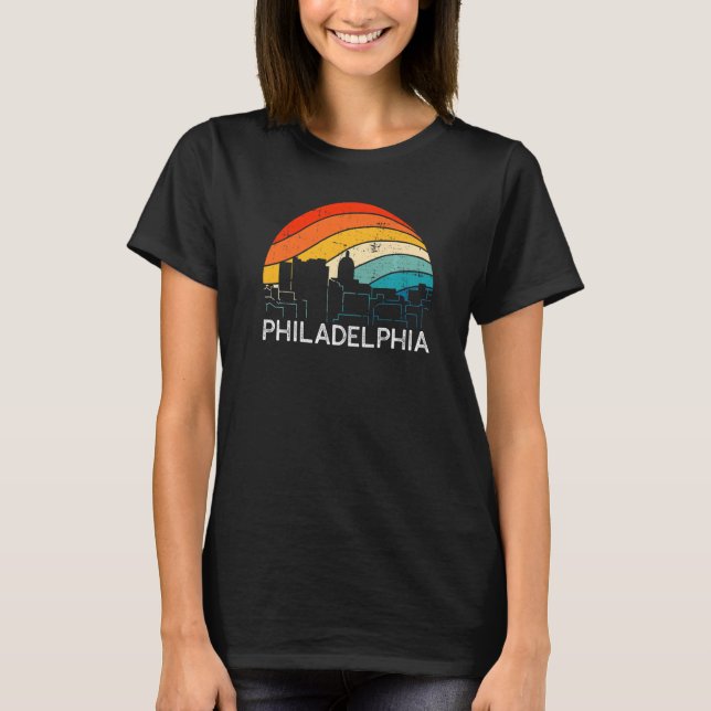 T-shirt Retro Pennsylvania Philadelphia Skyline Vintage Ur (Devant)