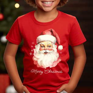 T-shirt Rétro Père Noël à l'aquarelle Noël