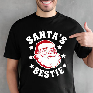 T-shirt Retro Père Noël Bestie moderne Black Hommes Noël