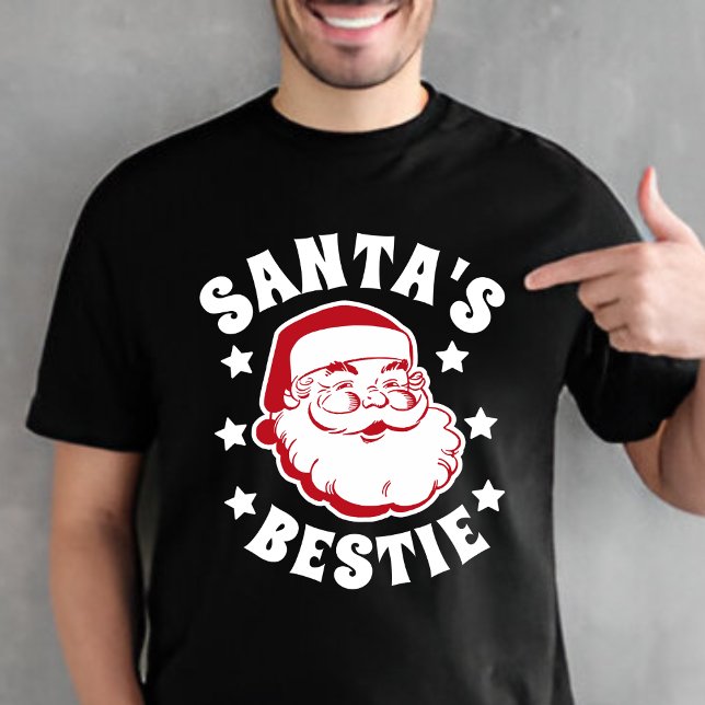 T-shirt Retro Père Noël Bestie moderne Black Hommes Noël (Créateur téléchargé)