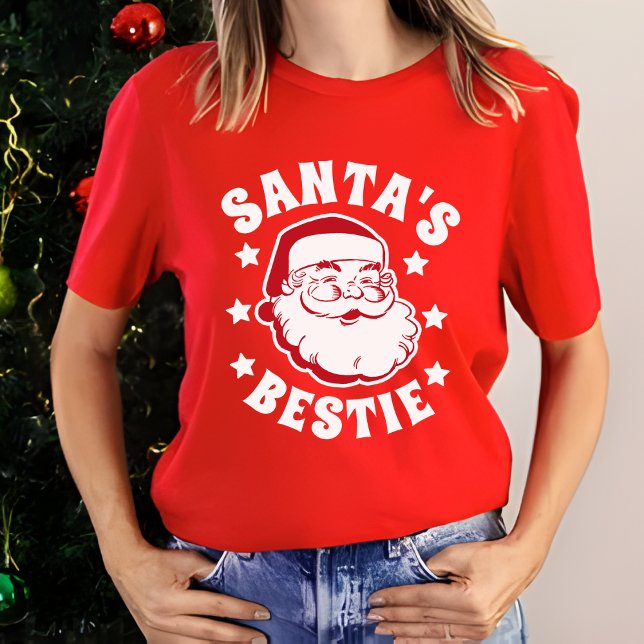 T-shirt Retro Père Noël Bestie Moderne Red femmes Noël (Créateur téléchargé)