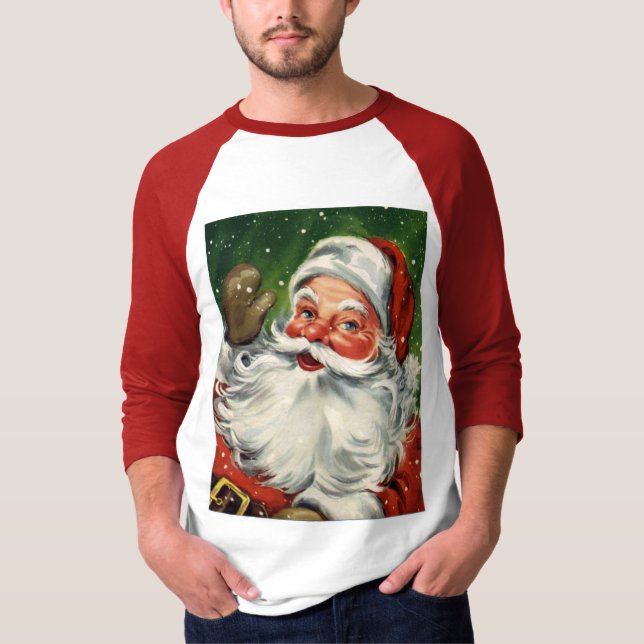 T-shirt Rétro Père Noël chemise de raglan de KRW (Devant)