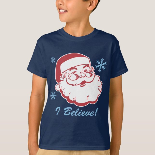 T-shirt Rétro Père Noël croient (Devant)