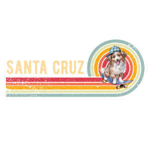 T-shirt Retro Père Noël Cruz Australian Shepherd Skateboar