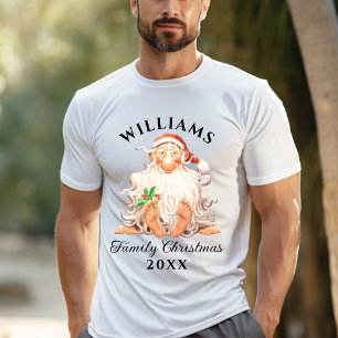 T-shirt Retro Père Noël Famille Noël avec nom et année