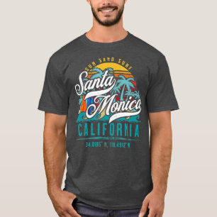 T-shirt Retro Père Noël Monica California Sun Sand Surf Be