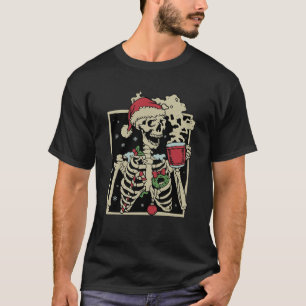 T-shirt Retro Père Noël Skeleton Hot Coca Latte chaude Chr