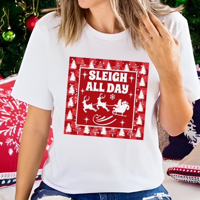 T-shirt Retro Père Noël Sleigh Toute la journée Noël (Créateur téléchargé)
