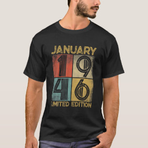 T-shirt Retro Perturbé Janvier 1946 76E Anniversaire 76 An