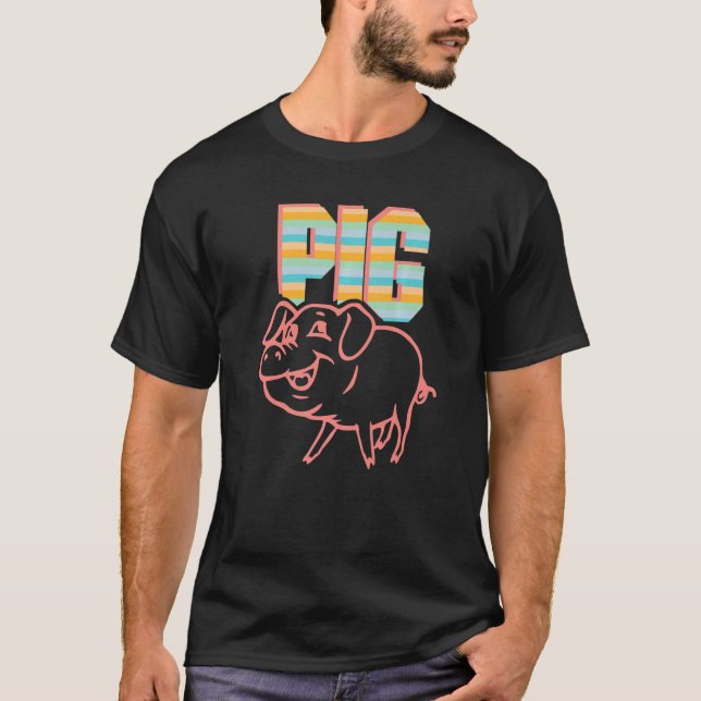T-shirt Retro Pig Lover, Cute Farmer, Farming For Men Wome (Devant)