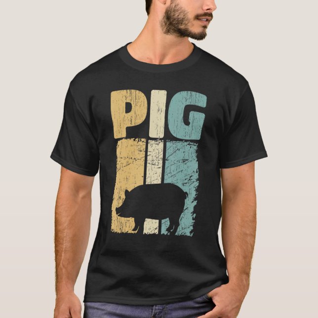 T-shirt Retro Pig Lover, Cute Farmer, Farming For Men Wome (Devant)