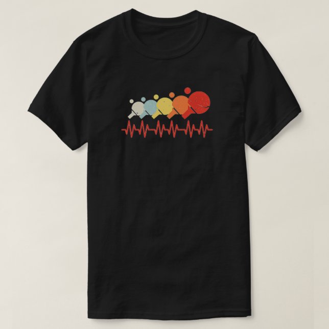 T-shirt Retro Ping Pong Heartbeat (Design devant)