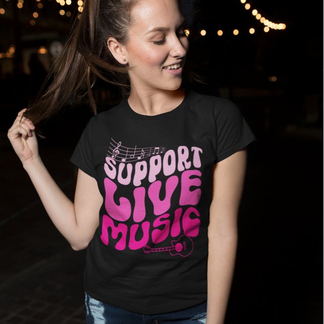 T-shirt Retro Pink Gradient Support Live Music Super (Créateur téléchargé)
