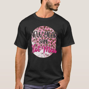 T-shirt Retro Pink Leopard Nouvel An 2023 Même Mess Hot NY