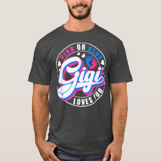 T-shirt Retro Pink Or Blue Gigi Loves You Baby Gender Reve