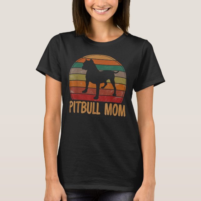T-shirt Retro Pitbull Maman Amoureux des chiens Animal Mèr (Devant)