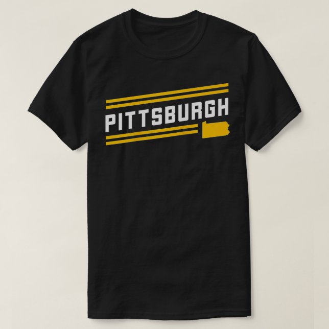 T-shirt Retro Pittsburgh City Stripes Jaune Pennsylvanie (Design devant)