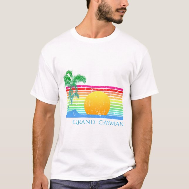 T-shirt Rétro plage Grand Cayman (Devant)