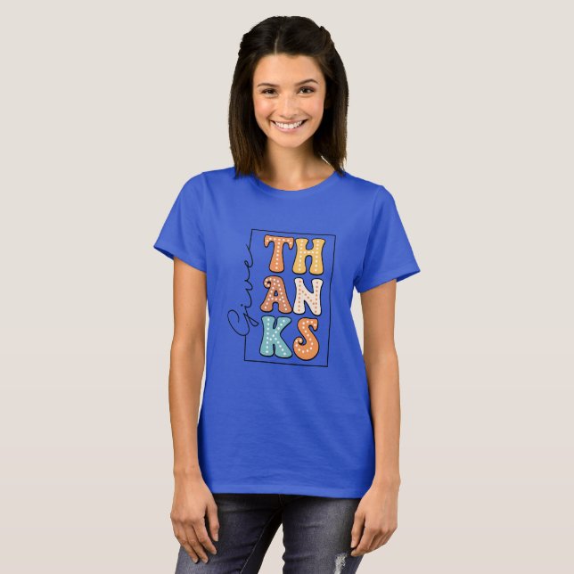 T-shirt Retro Polka Dot 'THANKS' Design (Devant entier)