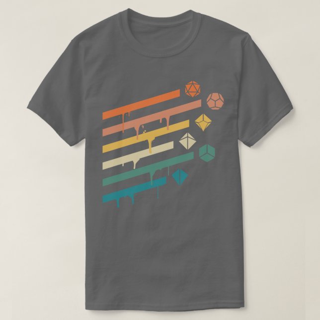 T-shirt Retro Polyhedral Dice Set Ray Tabletop RPG Addict (Design devant)