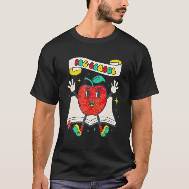 T-shirt Retro Pomme Préscolaire Étudiant tendance Retour À (Devant)