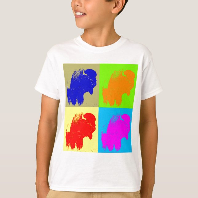 T-shirt Retro Pop Art Bison Buffalo (Devant)