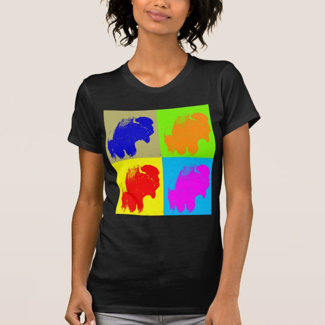 T-shirt Retro Pop Art Bison Buffalo (Devant)