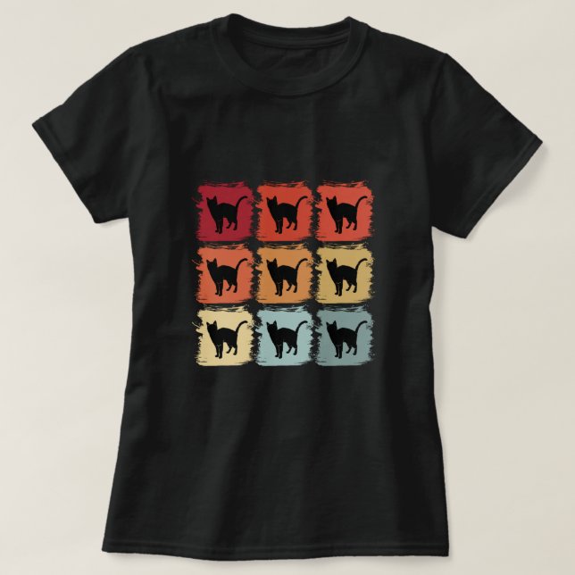 T-shirt Retro Pop Art Siamese Chat Pet Idée cadeau (Design devant)