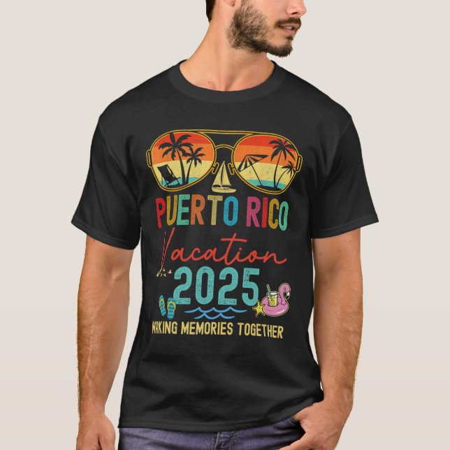 T-shirt Retro Porto Rico Vacation 2025 Matching (Devant)