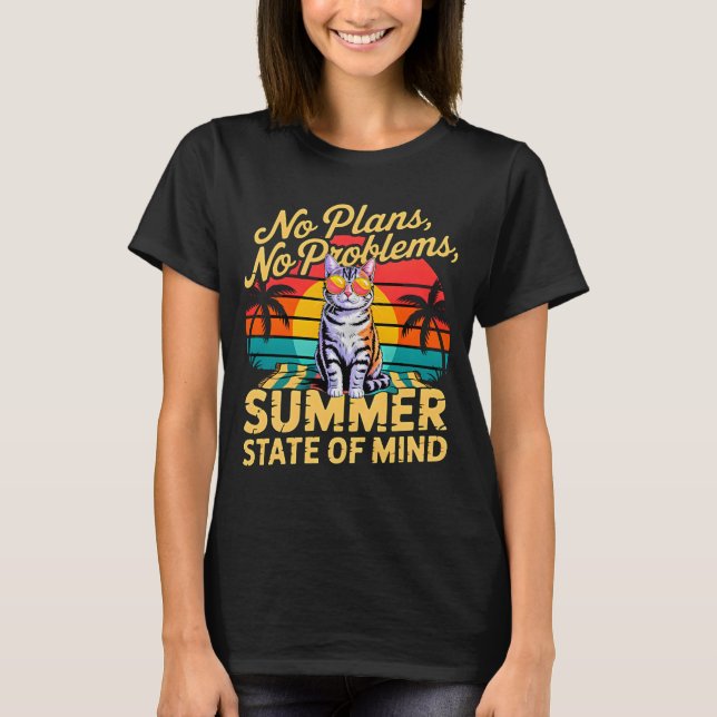 T-shirt rétro pour femmes Summer Cat Sans projets (Devant)