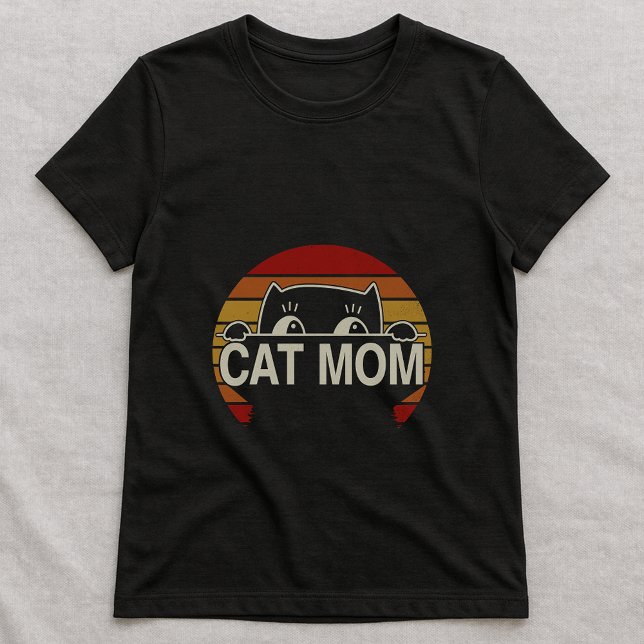 T-shirt rétro pour maman de chat mignon ; Chat sim (Créateur téléchargé)
