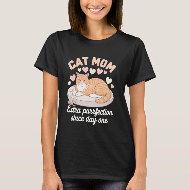 T-shirt rétro pour maman de chat orange fière (Devant)