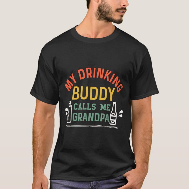 T-shirt Retro Pregnancy Announcement Grandpa My Drinking B (Devant)
