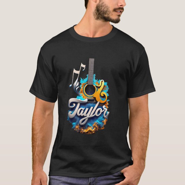 T-shirt Retro Prénom TAYLOR Guitare Personnalisé Super (Devant)