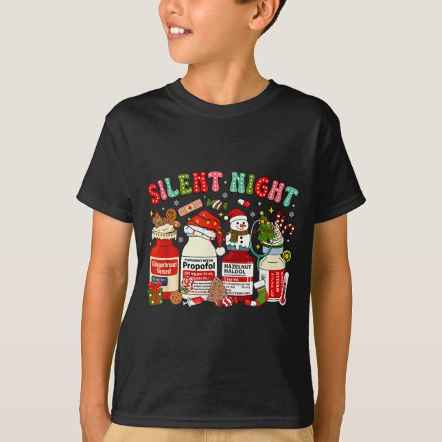 T-shirt Retro Profol Silent Night Icu Nurses Funny Merry C (Devant)