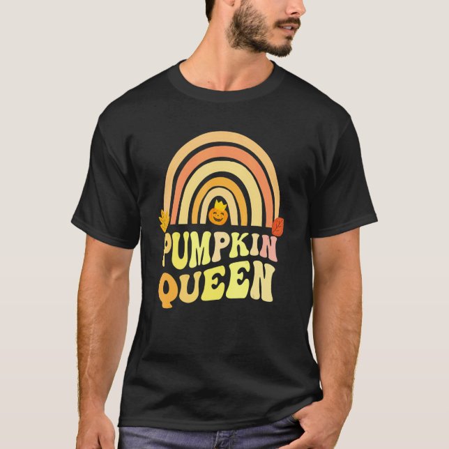 T-shirt Retro PUMPKIN QUEEN Rainbow Carver Lady Fall Carvi (Devant)