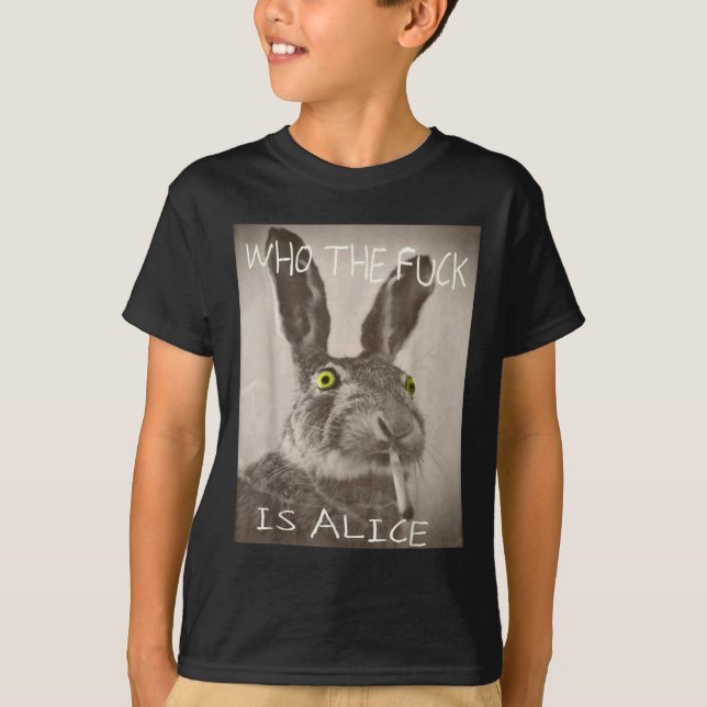 T-shirt Rétro Qui F_ck Est Alice Funny Rabbit (Devant)