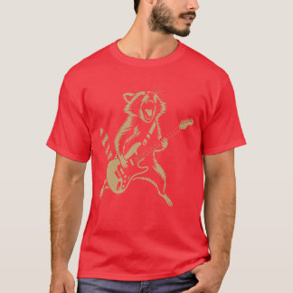 T-shirt Retro Raccoon Playing Guitar Rock Music Funny Men 