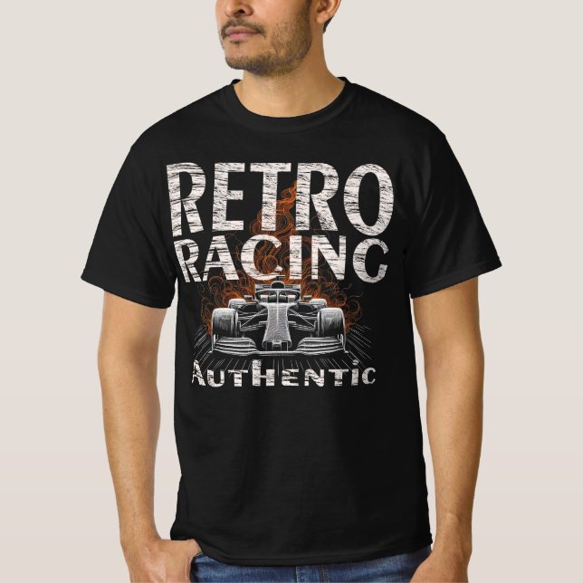 T-shirt Retro Racing Authentic fired car sport (Devant)