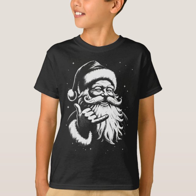 T-shirt Retro Rad Christmas Mele Kalikimaka Santa Shaka Ha (Devant)