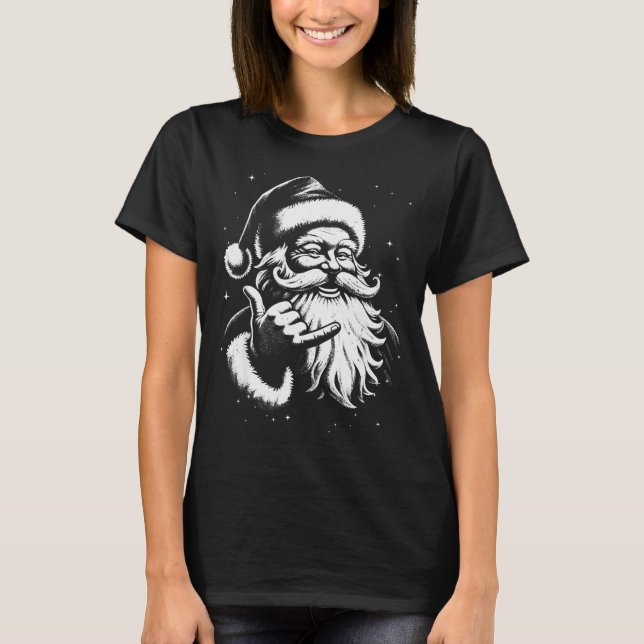 T-shirt Retro Rad Christmas Mele Kalikimaka Santa Shaka Ha (Devant)