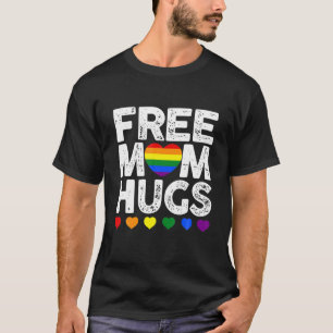 T-shirt Retro Rainbow Heart Free Mom Hugs Gay LGBT Pride M